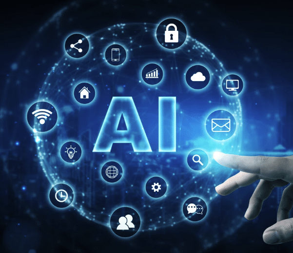 AI og kunstig intelligens, som former en ellipse af IT