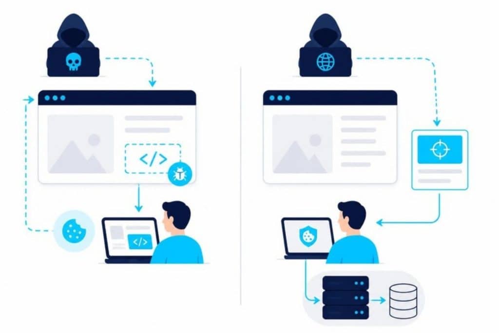 Illustration: Forskellen Mellem XSS og CSRF