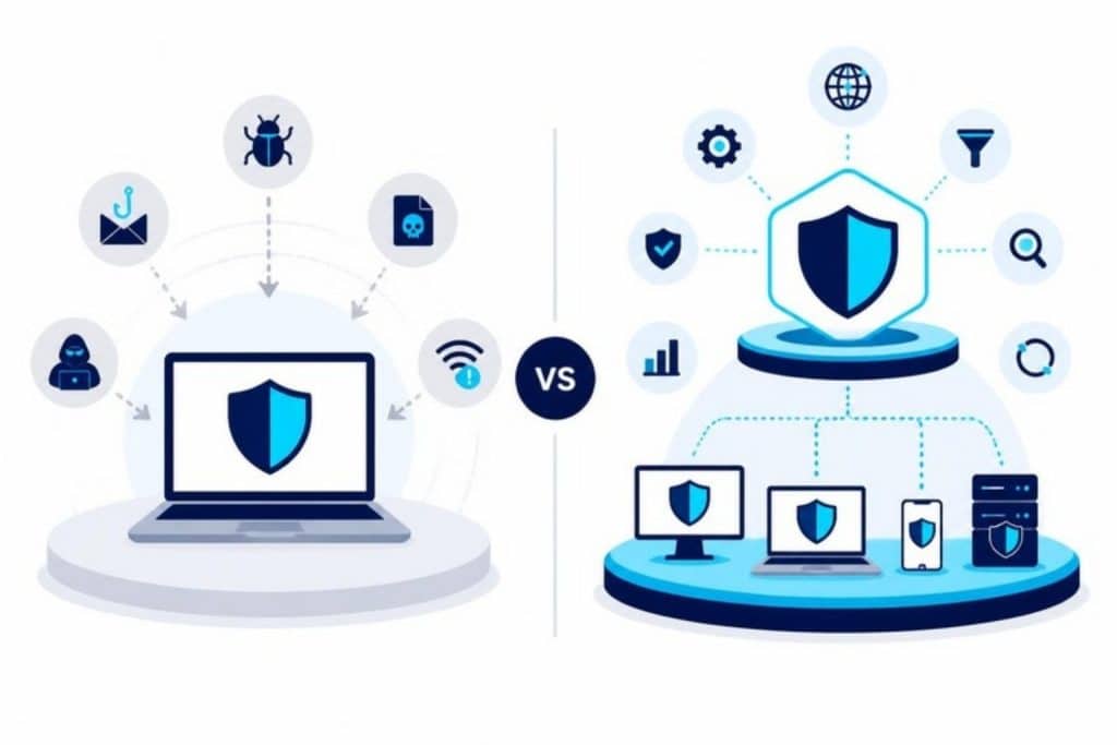 Illustration: Endpoint-beskyttelsessoftware vs. antivirussoftware